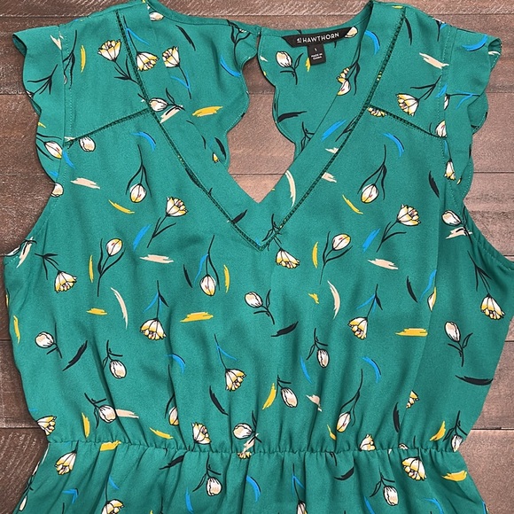 Floral Green Sleeveless Dress - Picture 4 of 6